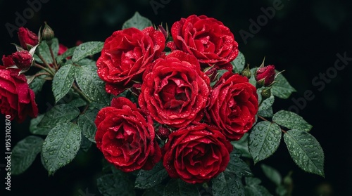 A bouquet of vibrant red roses.