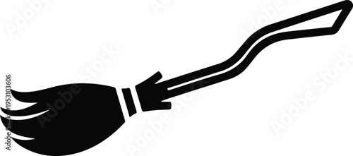 Silhouette of a classic witch broomstick for Halloween magic theme vector illustration