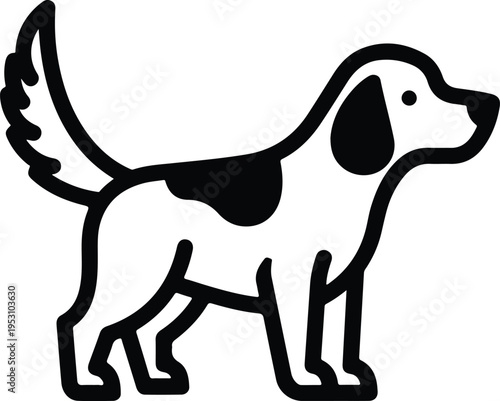 Silhouette of a cute spotted hunting dog standing in profile vector illustration