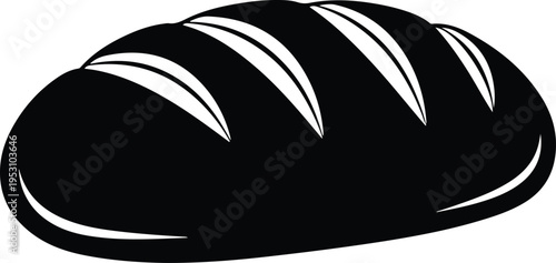 Silhouette of a fresh baked loaf of bread for bakery vector illustration