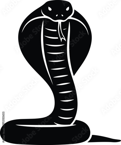 Silhouette of a king cobra snake with expanded hood vector illustration