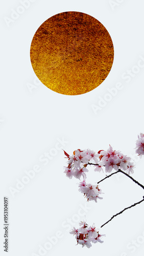 満月もしくは太陽と桜