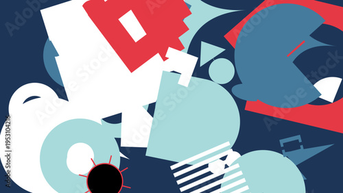 Geometric Abstract Composition in Primary Colors vector background