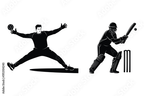 Cricket players illustration