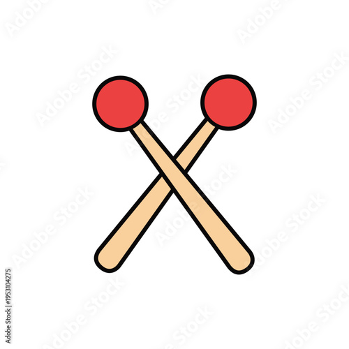 Matchsticks icon, fire and ignition concept flat illustration
