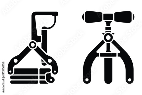 Tools: clamp and corkscrew silhouette with bottle opener