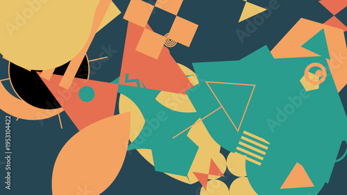 Abstract Geometric Composition in Retro Colors vector background