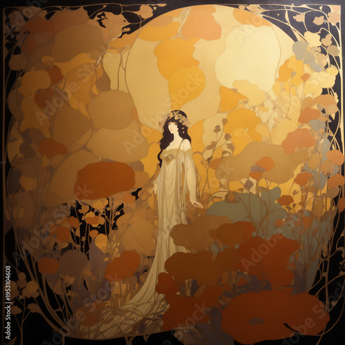 金箔と女　AI生成素材