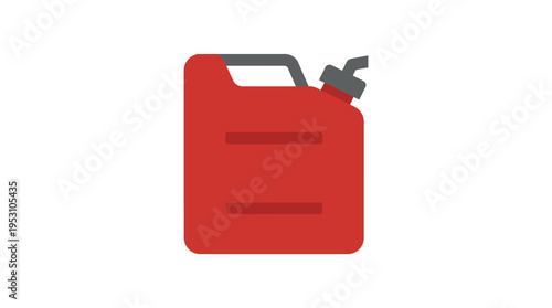 Minimal flat vector icon of fuel canister with simple cap and handle design for logging equipment, geometric style