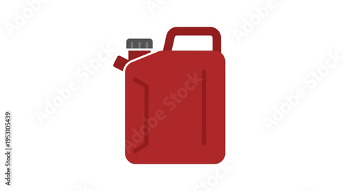 Minimal flat vector icon of fuel canister with simple cap and handle design for logging equipment, geometric style