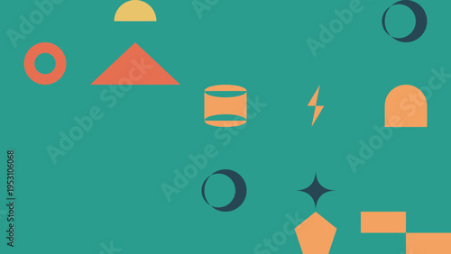 Abstract Geometric Shapes on Teal Background vector background