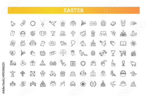 Easter Line Icons Set