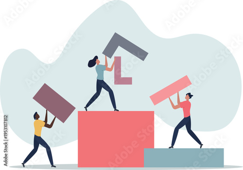 Work cooperation, partnership and teamwork for job task .Successful and productive strategy to reach goal with unity and working together.person's life situation and his activities.