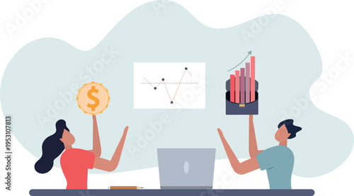 Finance fundamentals with business profit analysis.Company financial data calculation with statistics graph and diagram.person's life situation and his activities.