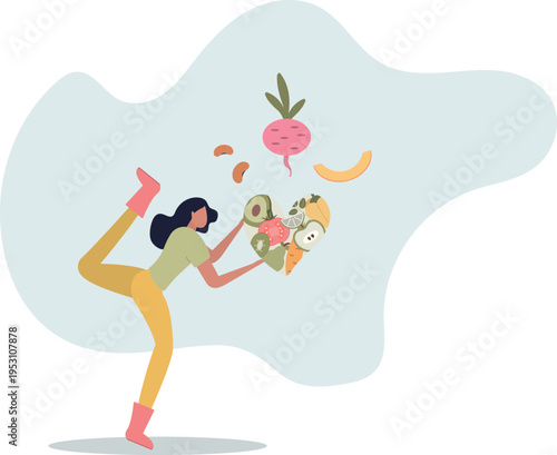 Gut health importance for stomach flora and digestion.Microorganism and bacteria balance in colon, bowel, belly.person's life situation and his activities.