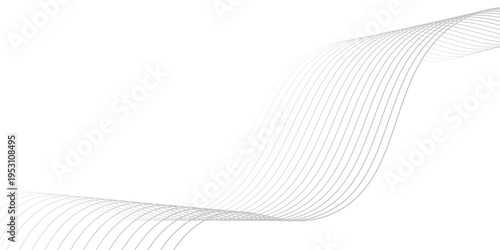 Flowing dots particles wave pattern halftone gradient curve shape isolated on white background.