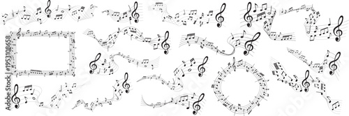 collection of sheet music illustrations - musical notes melody	
