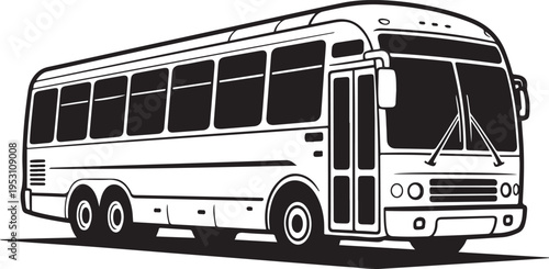 Tour Bus icon vector on white background. black drawing vector