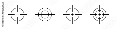 A collection of four distinct circular target reticle icons designed for aiming and precision tasks