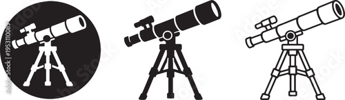 Telescope icon bold silhouette modern vector design.