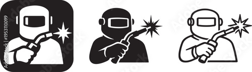 Welder welding icon bold silhouette industrial vector.