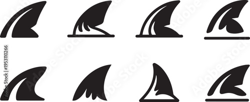 shark fin icon set. shark fin icon for web and app. shark collection fin sign on transparent background. black icon drawing vector