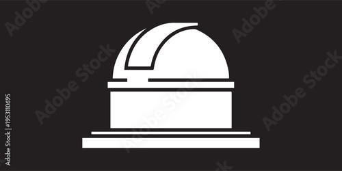 bservatory building with a domed roof. The graphic is simple and clean, black drawing vector