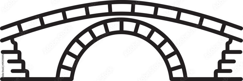 Fototapeta premium arch bridge with a roadway on top. The vector is isolated is suitable for print and digital use. black drawing vector