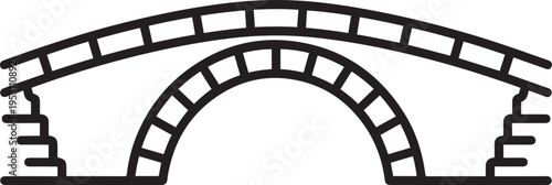 arch bridge with a roadway on top. The vector is isolated is suitable for print and digital use. black drawing vector