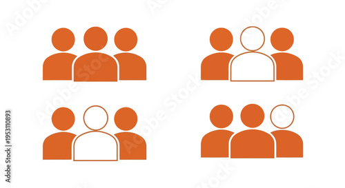 Group of people icons with different attendance statuses in four variations