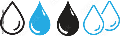 Water droplets abstract illustration : A collection of stylized water droplets, rendered in a clean and modern style, offers a visually engaging representation of liquid elements and fluidity.