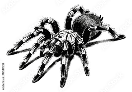 Detailed illustration of a tarantula with intricate features and textures
