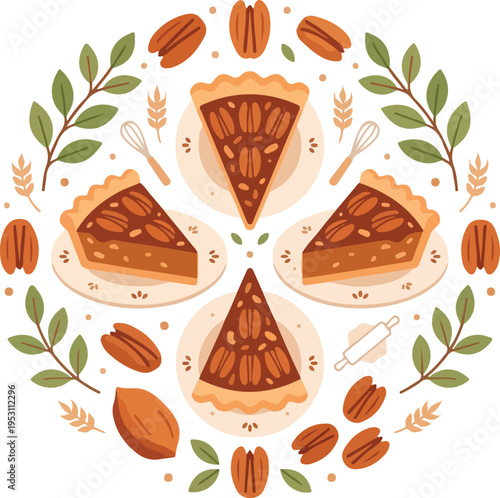 Delicious Slices of Pecan Pie Dessert.