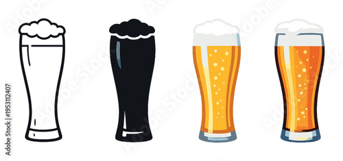 Two illuminated pint glasses with foam on gray gradient background