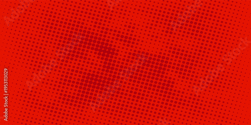 Modern red and crimson pop art background with halftone dots in comic style, vector illustration eps10