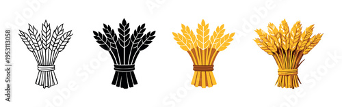 Wheat sheaf icons progressing from outline to golden on gray gradient