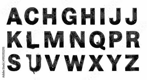 english alphabet uppercase letters with a distressed grunge texture perfect for bold graphic design projects and urban branding