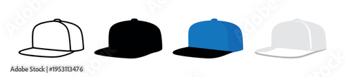 Four caps arranged in row with blue cap highlighted on dark background