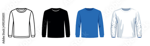 Four long sleeve shirts displayed on dark gradient background