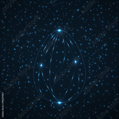 Easter egg. Magic symbol egg of glowing lines
