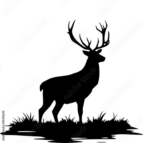 Majestic Stag Silhouette Design for Nature-Themed Apparel and Rustic Decor, Ideal for Wildlife Graphics and Outdoor Emblems and Stickers
