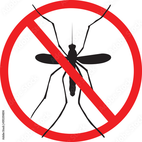 No Mosquito Zone: A bold graphic of a mosquito crossed out by a red circle, the universally understood symbol for prohibition. A powerful visual statement.