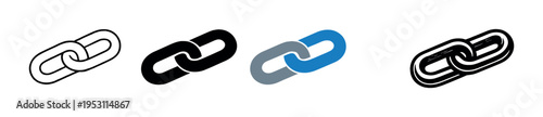 Linked chain icons in four styles on dark gradient background