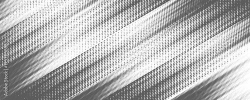 Grunge halftone gradient background. Faded grit noise texture. White and black sand wallpaper. Retro pixelated backdrop. Anime or manga style comic overlay. Vector graphic design textured template