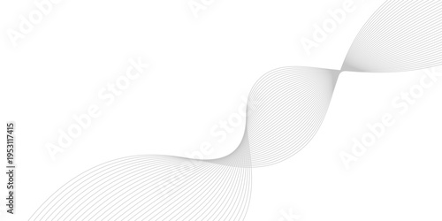 Flowing dots particles wave pattern halftone gradient curve shape isolated on white background.