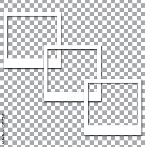 Vintage Photo Frames:  A trio of retro photo frames in a square arrangement, each awaiting the capture of cherished memories, evoking a sense of nostalgia.