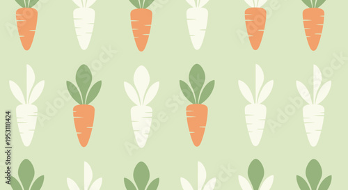 Easter Seamless Pattern with Eggs and Spring Elements Flat Vector Background