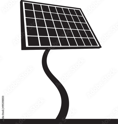 Solar panel on a curved stand, symbolizing renewable energy and sustainability, modern technology for clean power generation and environmental protection