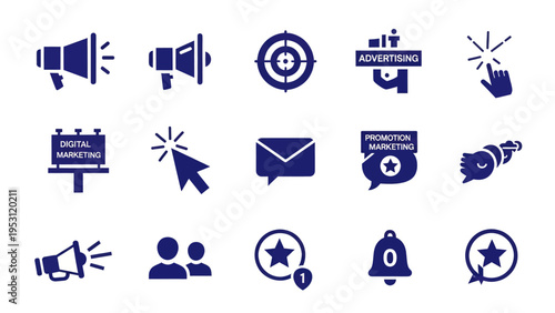 Digital marketing icons collection on white background