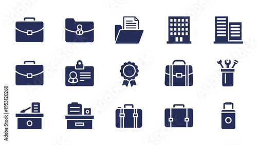 Office and business supplies icons collection